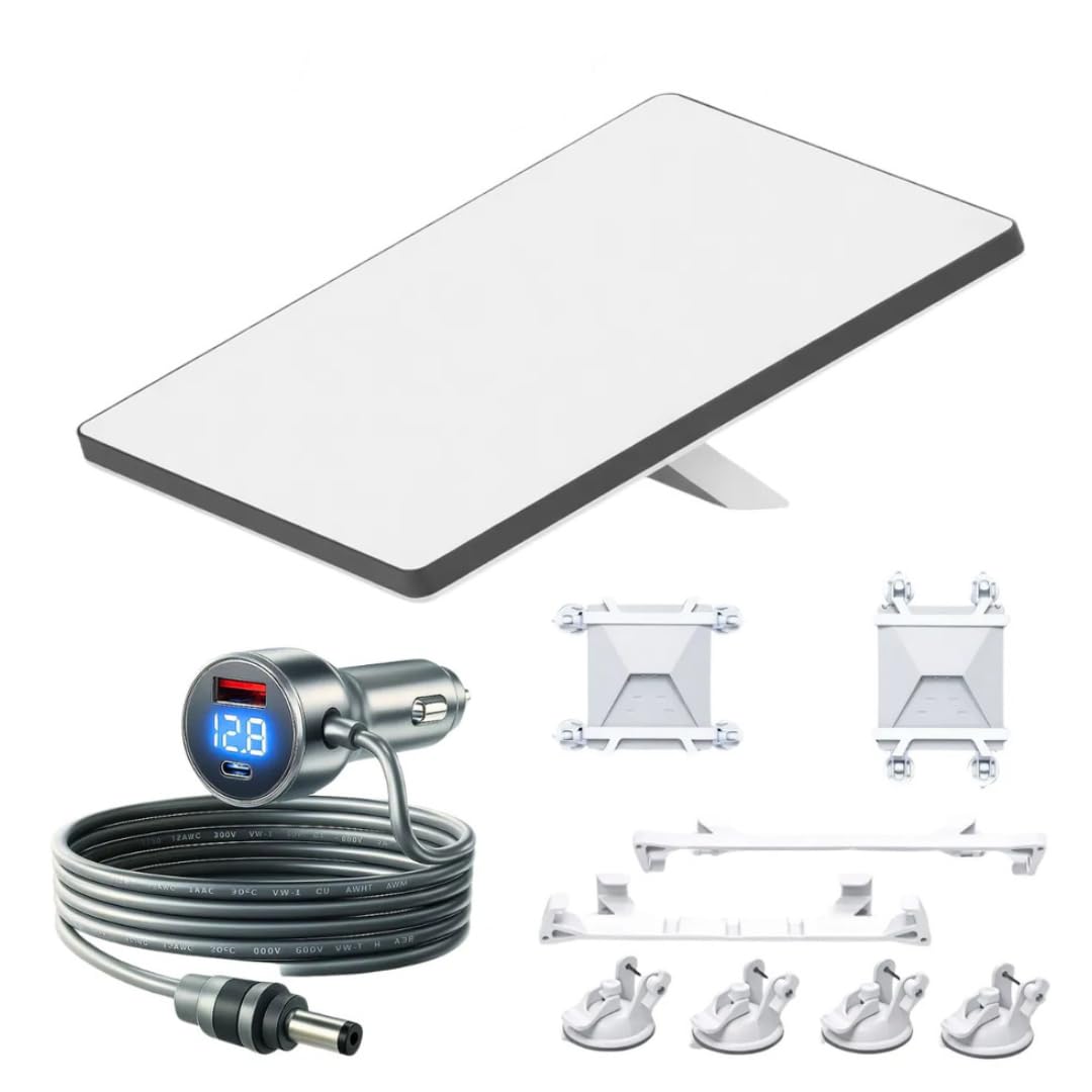 Kit Antena Starlink Mini para Automóveis com Suporte de 4 Ventosas para Para-brisa e Cabo Veicular (Branco)