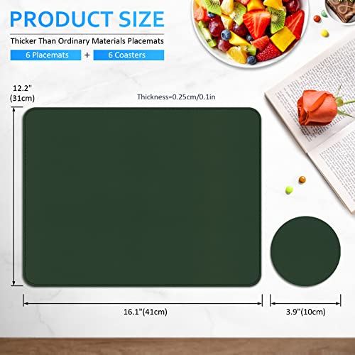 Tovagliette in Pelle Set di 6 Tovaglietta Americana Lavabili Impermeabili Antiscivolo Resistenti al Calore, Rettangolari Set Tovagliette, 16"X12" - Verde - immagine 3