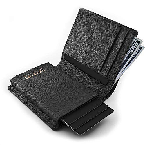 Cardholder Wallet/Genuine Leather with RFID Blocking / W1 (Black Saffiano)3