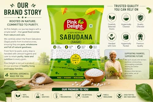 Image of Pink Delight Sabudana (Sago) 400 gm | Premium Sabudana Pearls for Khichdi, Vada & Kheer | 100% Natural Gluten Free Sago | Easy to Digest & Rich in Energy | Fast Friendly Food