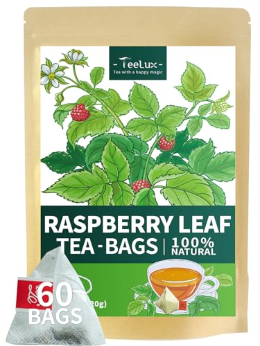 Image of TeeLux Raspberry Leaf Tea Bags, 2g /bag, Natural Red Raspberry Leaf Herbal Tea, Mild & Smooth Taste, Caffeine Free, 60 Count
