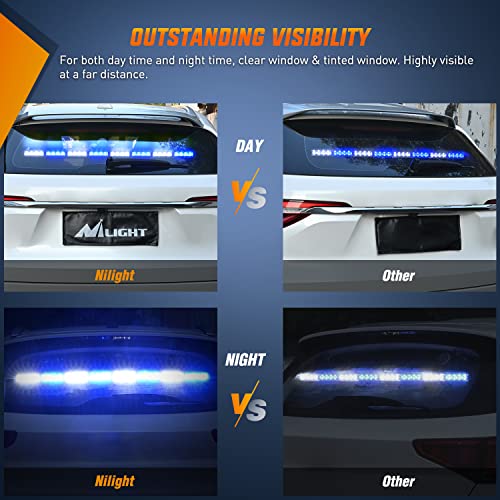 Image of Nilight 35 Inch LED Traffic Advisor Emergency Strobe Light Bar,Blue White | 32 LED, 21 flash patterns, directional warning Light with cigarette lighter plug for truck construction and service vehicle