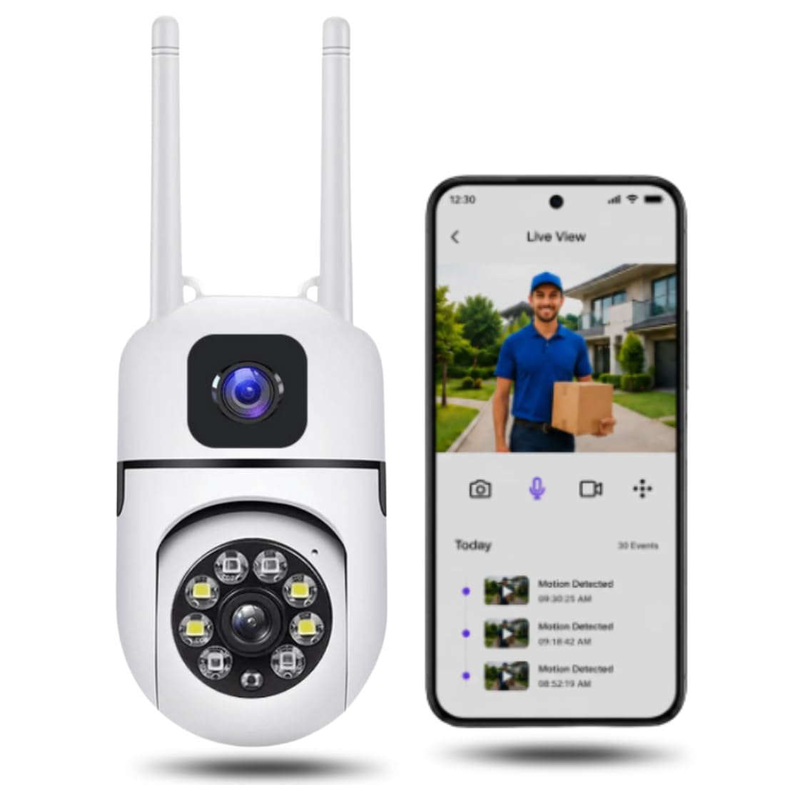 OneXsale 4 MP Dual Lens Full HD Indoor Wi-fi Wireless PTZ IP CCTV Security Camera Light Vision | Night Mode | V380 Pro App 360 Degree Watch Live Streaming Mini Dome PTZ Camera-image-27