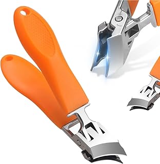 Nail Clippers, Professional Sharp Angled Nail Clippers Set & Slanted Stainless Steel Manicure Kit for for Elderly & Arthritic Hands Men and Women (Black/Orange) (Orange)