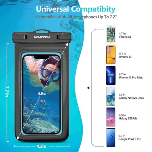 Newppon 4 Pack 8.5“ Waterproof Cell Phone Pouch - Underwater Dry Bag Case Lanyard -Water Proof Clear Holder Protector for iPhone 17 16 Pro Max Plus Air Samsung Galaxy S25 Ultra Note for Beach Swimming - Image 3