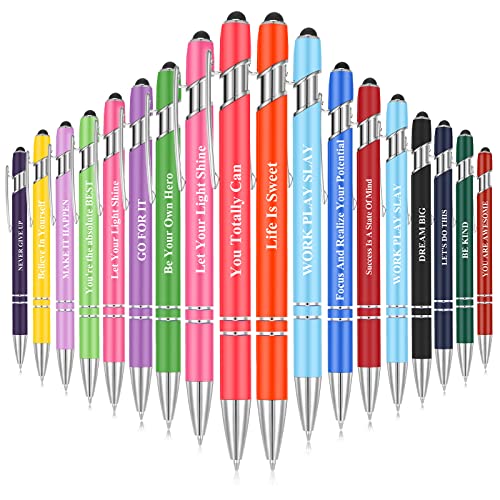 80 Pcs Inspirational Ballpoint Pens Bulk Motivational Quotes Pen 5.6 Inch Metal Comfortable Writing Pens Screen Touch Metal Pen Black Ink Pens for Screen Touch Kids Students Women Men Office Supplies