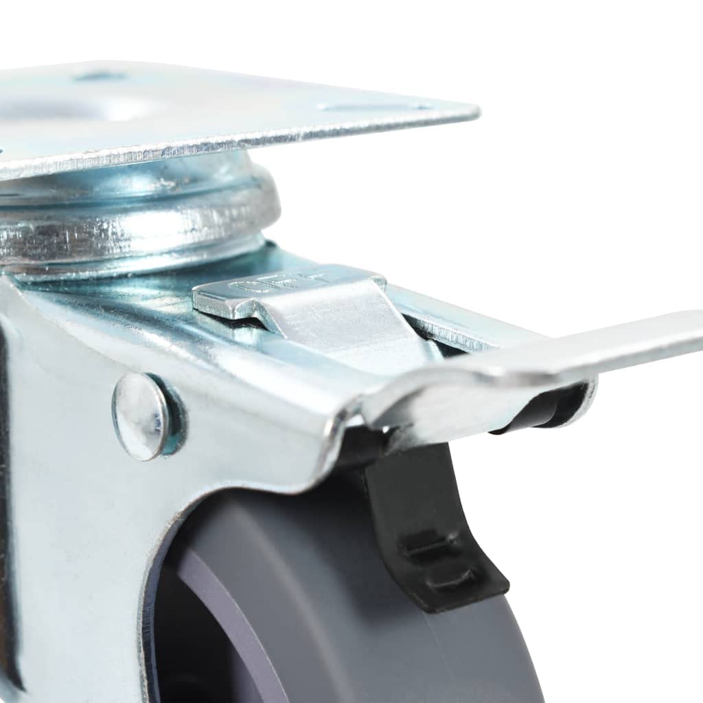4 Lenkrollen mit Doppelbremsen 75 mm TPR Gummi leise Rollen für Werkstatt Wagen Möbel Transporttechnik, maximale Belastung 45 kg je Rolle