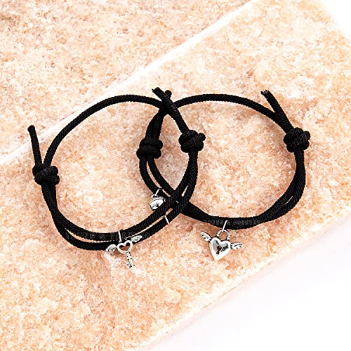 Image of Young & Forever Gift Fashion Long Distance Touch Gold Silver Rose Gold Couples Friendship Best Friend hand Couple matching Mens Magnetic Magnet bracelets for Women /Girls Silver bracelet for Men /Boys