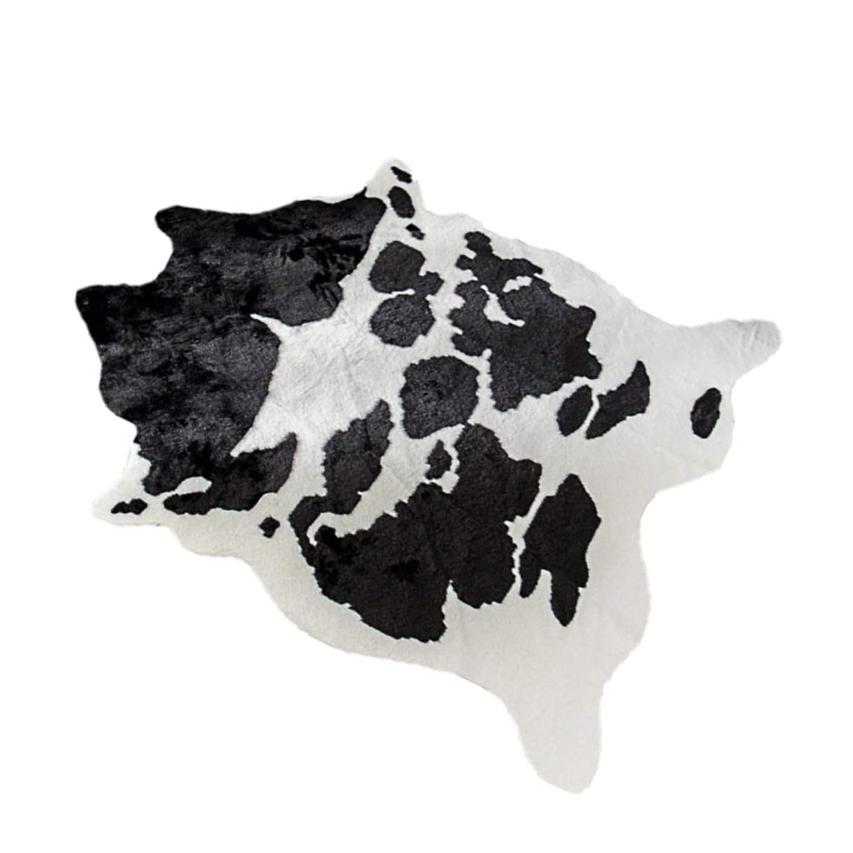 Tapis imitation peau de vache antidérapant en polyester blanc facile à nettoyer