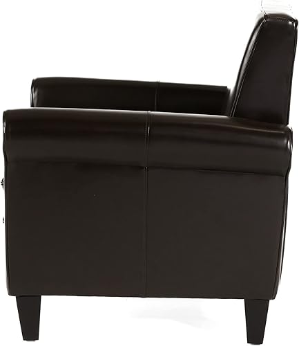 Miniatura 8 de Christopher Knight Home Freemont - Silla Club de cuero, color marrón chocolate