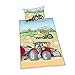 Produktbild Bettwäsche-Set Traktor, Kopfkissenbezug ca. 65x100cm, Bettbezug ca. 160x210cm, 100% Baumwolle, Renforcé, mit leichtläufigem Reißverschluss