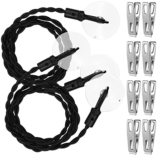 Image of Alipis Travel Clothesline Retractable Portable Clothes Drying Line with Suction Cups, Camping Clothes Line with 8Pcs Clothes Clips