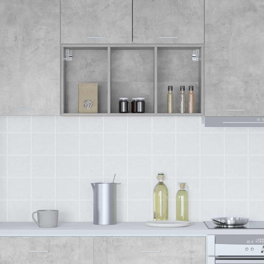 Hängeschrank Beton Grau aus Holzwerkstoff 40 x 29,5 x 80 cm mit viel Stauraum für Küche und Esszimmer, moderner Mehrzweckschrank mit Tür und Regal, ideal als Vorratsschrank und Organizer