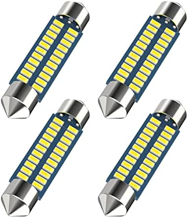 Serundo Auto 578 Led Bulb 211-2 Led Festoon Bulb 41mm 42mm 1.65in Led Festoon Bulb for Car Map Light Dome Light, 6000k White Super Bright Interior Led Festoon Bulb,Pack of 4pcs