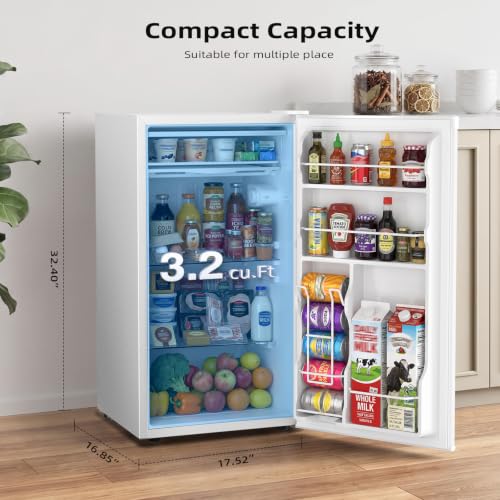 Image of Antarctic Star 3.2 Cu.Ft. Compact Refrigerator,Single Door Mini Fridge with Adjustable Thermostat,Low noise for Apartment,Dorm,Office,WHITE