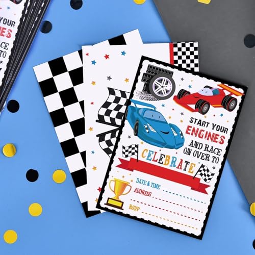 image for WERNNSAI 20 Count Racing Car Party Invitation - Race Car Birthday Invi