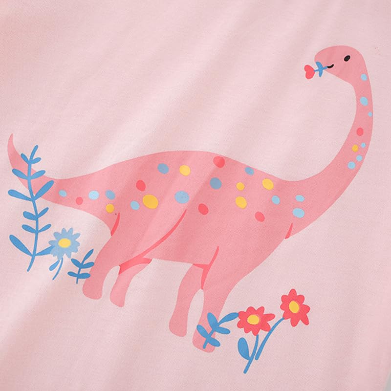 Toddler Baby Girl Ruffle Sleeve Cotton T Shirts Unicorn Dinosaur Tank Tops Tee (Pink,120/4-5 Y,8 Years,7 Years,Unisex,Big Kid,US,Age)