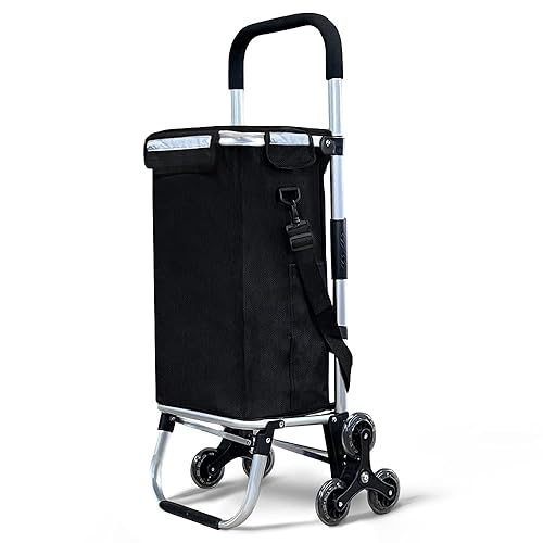VOUNOT® Chariot de Courses 6 Roues en Aluminium avec Compartiment