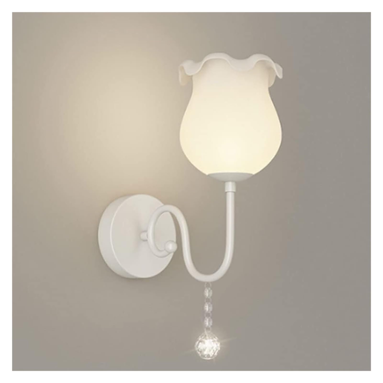 VDOQTLJT Cream Flower Glass Wall Lamp Iron Bedside Light Minimalist Modern French Sconce Lamps sconces