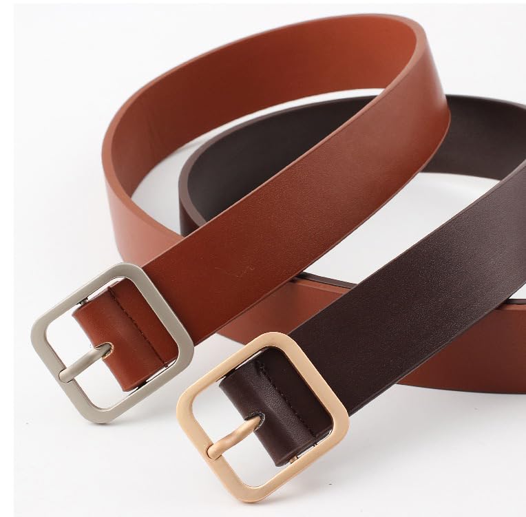 COTIM COYIN Women’s Leather Belts with Gold Square Buckle for Jeans Pants Dresses4