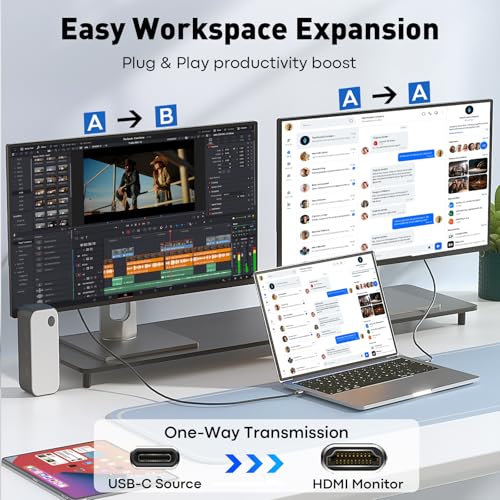 image for UANTIN USB C to HDMI Cable 6Ft | 4K High-Speed USB 3.1 Type-C to HDMI 