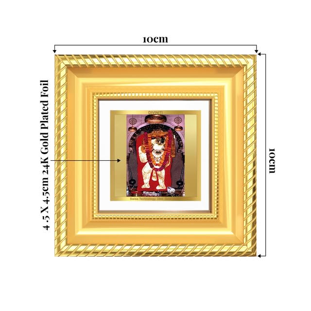Image of DIVINITI Mehandipur Balaji 24K Gold Plated Foil Tabletop Photo Frame for Home Decor, Puja Room, Luxury Gifting | DG Frame 015 S1A (10x10 CM)