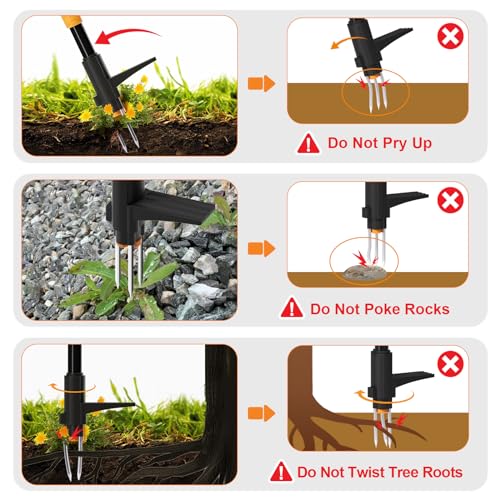 Weed Puller Tool, Fully Stand Up Weeding Tool With 3 Claws - Zero Bending and Back Saver, Effortless and Efficient Weed Remover, Durable and Lightweight Weeder, Ideal for Effortless Weed Removal — view 2