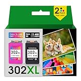 TODOINK 302XL Noir et Couleur Cartouches d'encre 302 XL Cartouches pour HP 302 XL Noir pour HP Envy 4520 4522 DeskJet 1110 2130 3630 3632 Officejet 3830 3834 4650 4652 (2 Pack)
