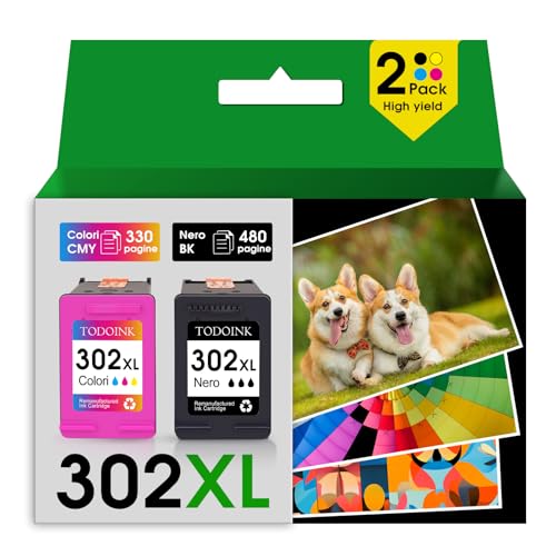 TODOINK 302XL Nero e Colore Cartucce d'inchiostro 302 XL cartucce