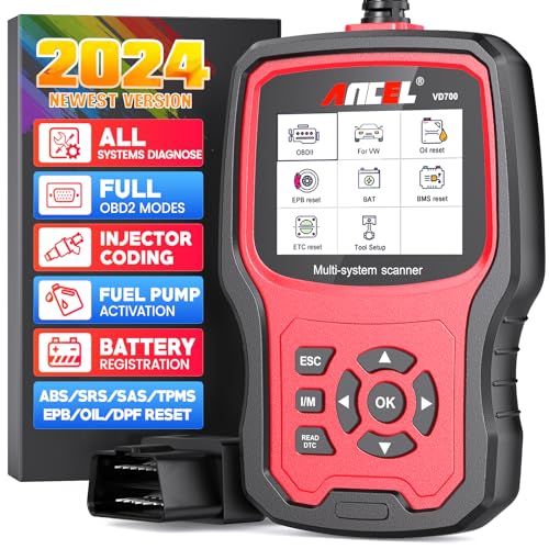 ANCEL VD700Pro Lector de Códigos OBD2 Escáner de Todo el Sistema con 8 Características Especiales para Vehículos VAG OBD Cambio de Aceite TPMS EPB TPS Codificación del Inyector SAS DPF Regeneración