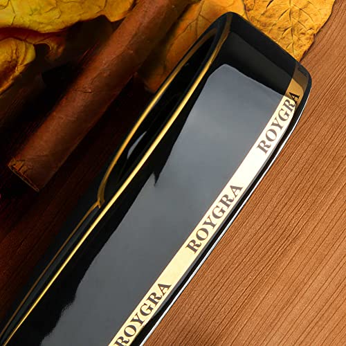 Roygra Cigar Ashtray, Handmade Gilt Ceramic Cigar Ashtray, Outdoor Cigar Accessories (Black) #TOP3