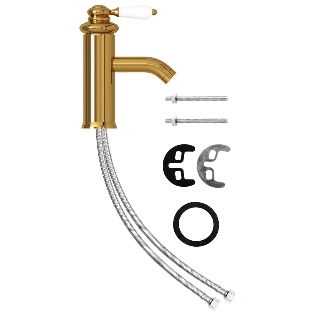 Vidaxl Gold Bathroom Basin Faucet Sink Bath Washbasin Tap Durable Bath Shower Mixer Furniture Plumbing Fixture Fitting Home Kitchen