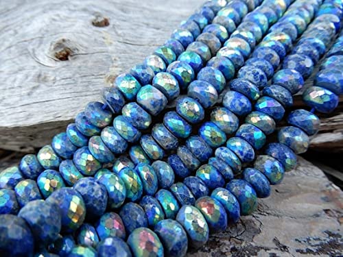 Perles lapis rondelles facettées 6.5 pouces dimensions 7.5mm x 4mm