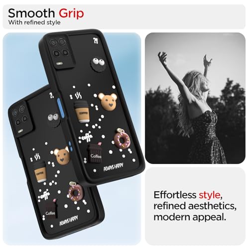 Image of Pikkme Back Cover for Realme 8 4G / 8 Pro | Cute Fun Cartoon 3D Bear Silicone Full Body Protection Bumper Cover (Black)