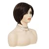Brown Short Wigs for Women Natural Looking Side Part Full Wig Synthetic Dark Brown Hair Wig for Daily Use
