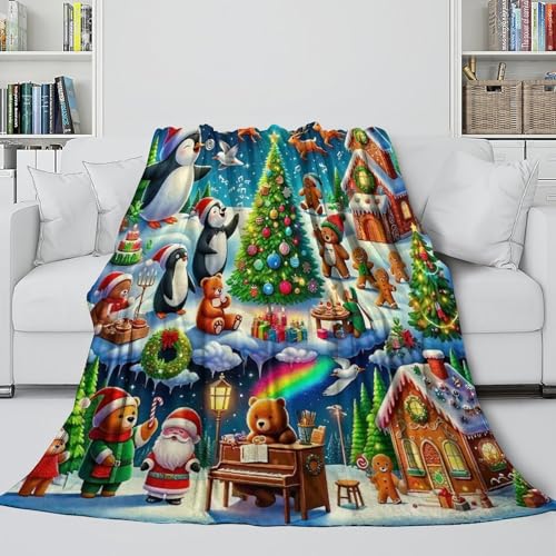 Couverture pingouin en microfibre 127x152 cm pour lit d'adolescent