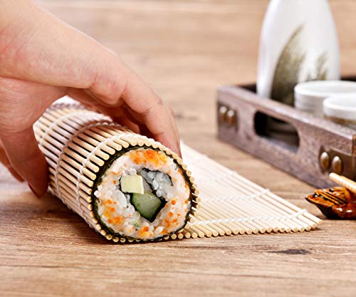 Sushi Making Kit, STNTUS Sushi Mat, Bamboo Sushi Roller Mat, Sushi Kit Gift Set, Sushi Making Kit for Beginners, Bamboo Sushi Rolling Mats, Chopsticks and Holder, Paddle, Speader, Sause Dish, 12 Pcs - Thumbnail 7