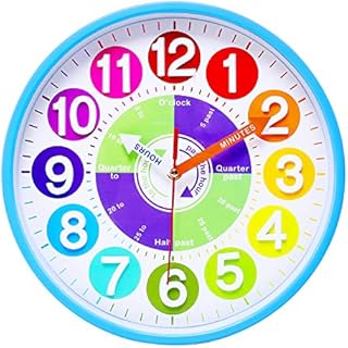 CIGERA 12 Inch Educational Wall Clock for Kids with Silent Movement and 3D
