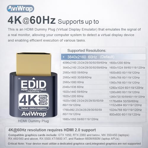 HDMI Dummy Plug, Emulator 4K Virtual Monitor Adaptador miniatura 2