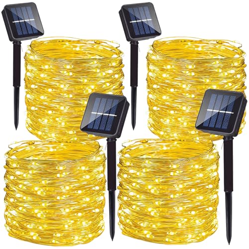 Zewool Catena di luci solari per esterni, 4 x 20 m, 200 LED, IP65, impermeabile, per esterni e interni, decorazione per giardino, terrazza, albero, cortile, festa (bianco caldo)