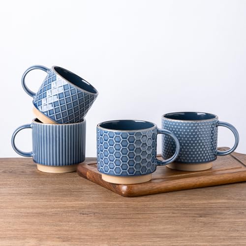 GBHOME 12 oz Textured Ceramic Mugs