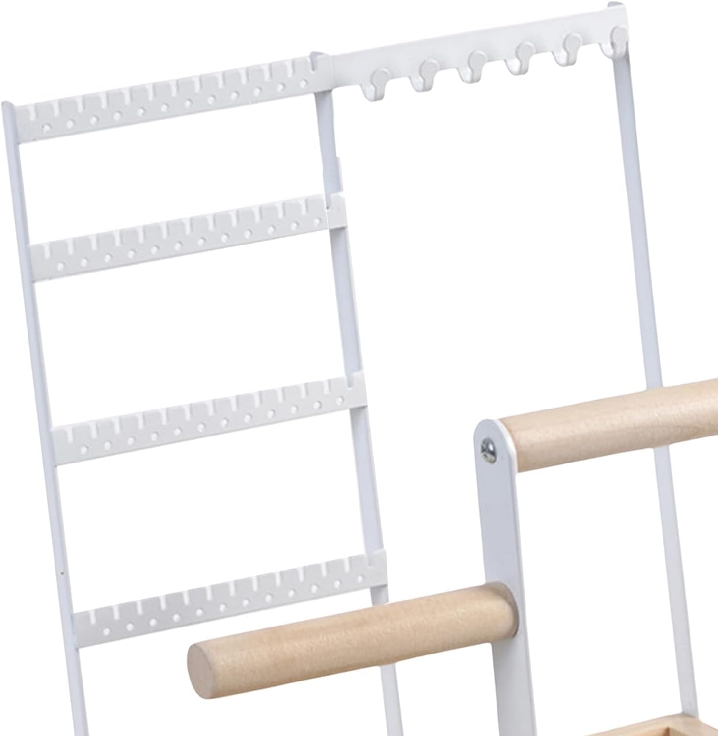 Organizador De Pendientes Y Joyero Blanco De Varios Niveles: Expositor De Madera para Pendientes, Collares, Pulseras, Anillos Y Relojes: Una Solución De Almacenamiento Elegante. White