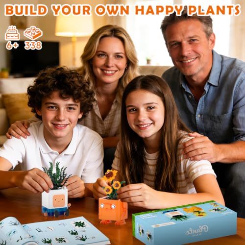 Image of Happy Emotional Plants Botanical Building Blocks Set, Sunflower Plant Compatible with Lego Botanical Set, Succulents Desk Decor for Bedroom Office, Christmas Stocking Stuffers Toy Gift for Kids Adults