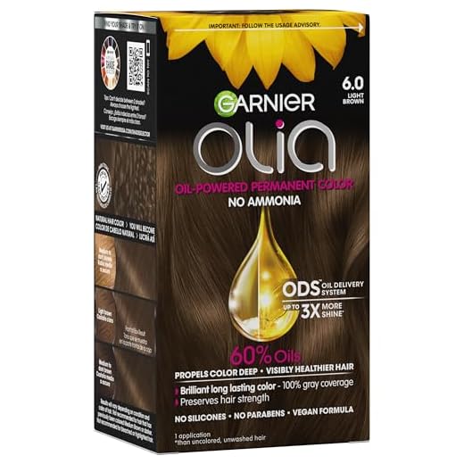 Garnier Hair Color Olia Ammonia-Free Brilliant Color Oil-Rich Permanent Hair Dye, 6.0 Light Brown, 1 Count (Packaging May Vary)