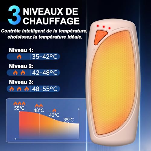 Lepwings Chauffe Main Électrique Rechargeable - Pack de 2, avec Boîtier de Charge, Batterie 14.000 mAh, Chauffage Bilatéral, Autonomie Jusqu'à 18 Heures, 3 Niveaux de Température – vue 3
