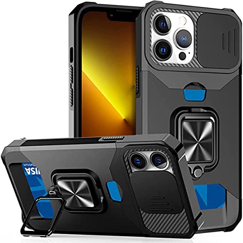 Coque iPhone 14 Pro rigide antichoc étui portefeuille avec anneau stand