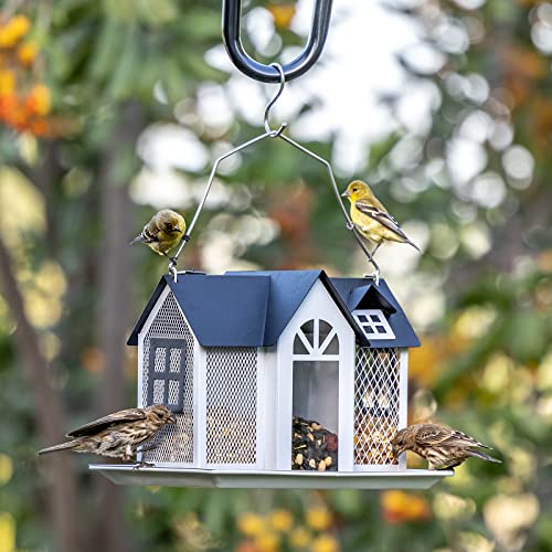 Kingsyard Bird Feeder House For Outside, Metal Mesh Wild Bird Feeder With Triple Feeders For Finch Cardinal Chickadee, Large Capacity, Weatherproof And Durable #TOP6