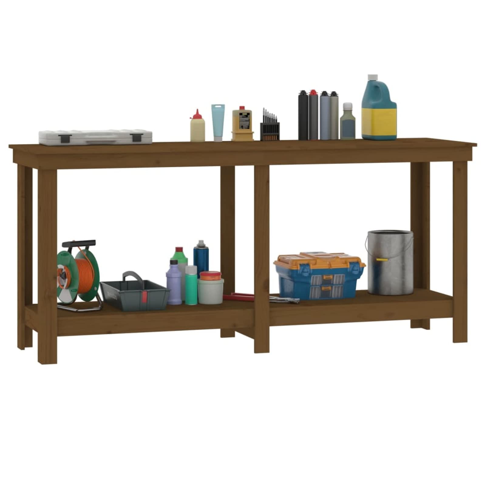 JUDYY Banco de Trabajo, Mesa De Trabajo Taller, Caballete Mesa, Banco Herramientas, Bancada De Trabalho, Caballete para Mesa, Madera Maciza de Pino marrón Miel 180x50x80 cm