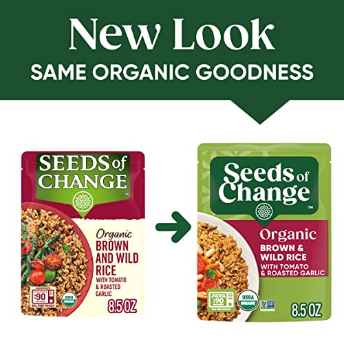 Seeds Of Change Organic Brown And Wild Rice With Tomato & Roasted Garlic, Microwaveable Ready To Heat, 8.5 Ounces (Pack Of 12) #TOP2