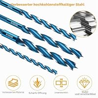 Linkstyle 4 Stück Holzbohrer Set, 6-12mm x 155mm Extra Lang 1/4 Zoll Sechskantschaft Brad Point Holzbohrer für Weichholz Hartholz – Ansicht 5